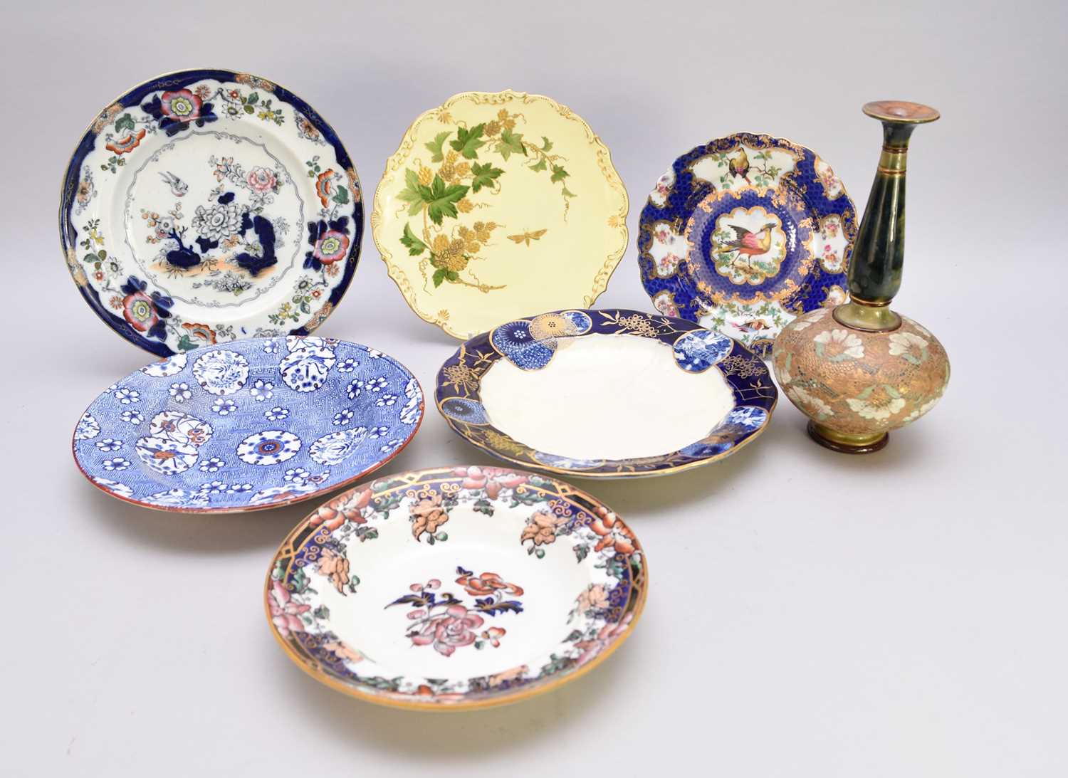 A group of plates including Coalport and Doulton together with Royal Doulton vase