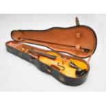 A violin, bow and associated case