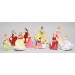 A selection of Royal Doulton ladies including a full set of the Seasonal Ball figures