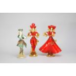 Three Murano glass figures