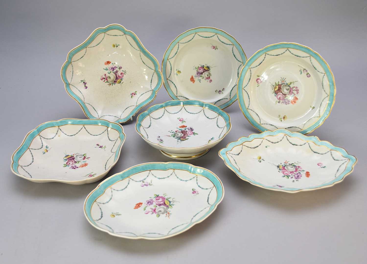 A Derby porcelain dessert service, circa 1790-95