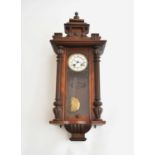A Vienna type mahogany wall clock