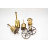 A collection of four various brass clockwork spit jacks