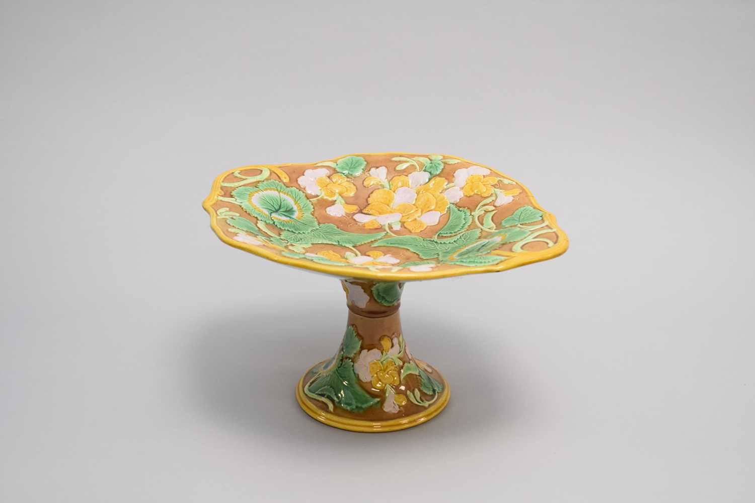 A Wedgwood majolica dish and Continental comport
