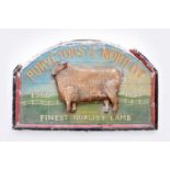 Advertising interest:- a painted wood and gesso 'Ewe' sign