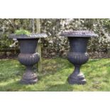 A good pair of Victorian cast iron urns