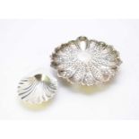 A Victorian silver shell dish and a silver butter dish