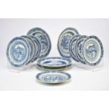 A part set of Chinese blue and white plates and dishes
