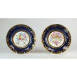 A pair of good Coalport John Rose plates, outside decorated