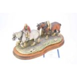 Border Fine Arts 'Coming Home' (Two Heavy Horses), model No. JH9B by Judy Boyt, on wood base, with