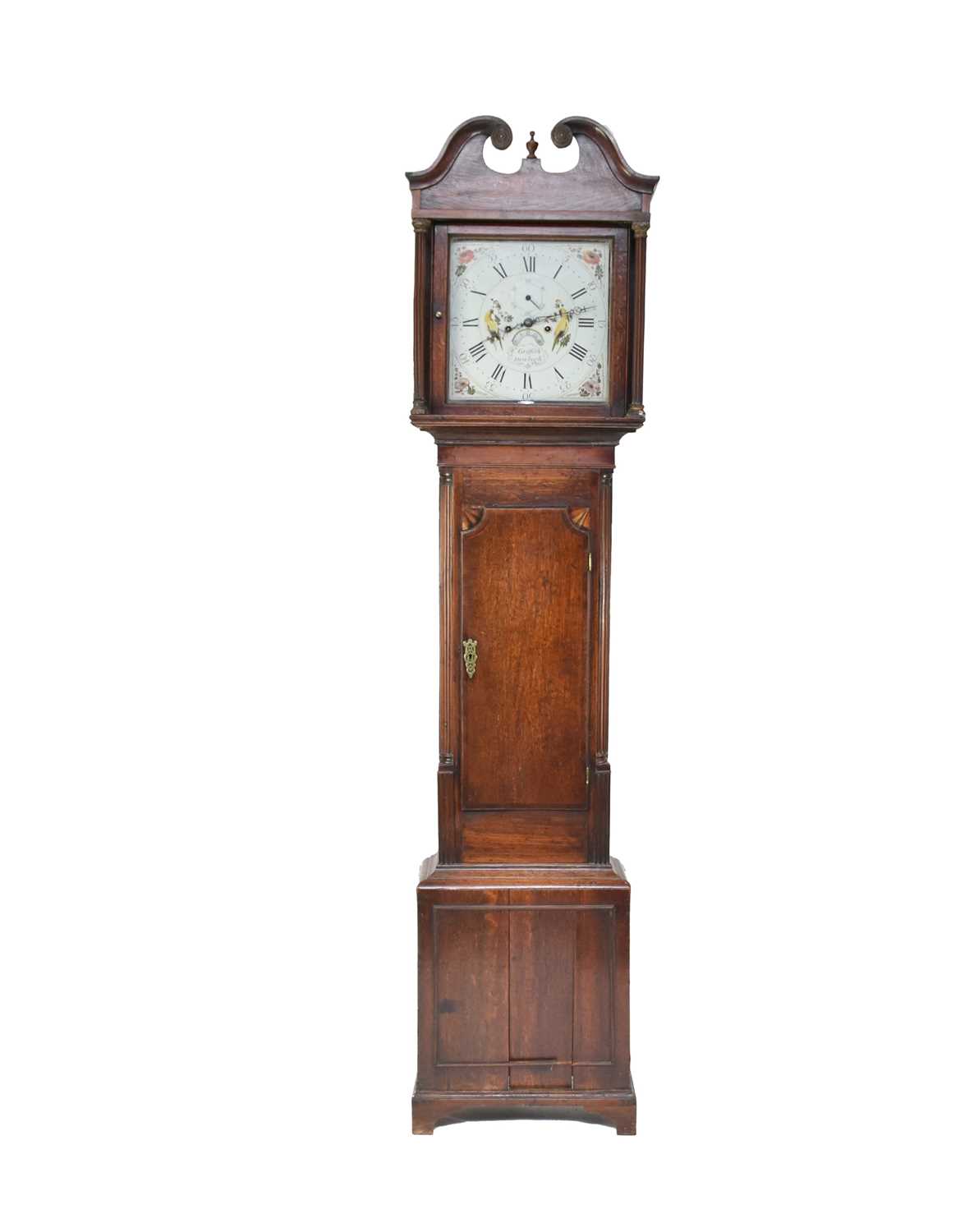 A George III painted dial oak longcase clock