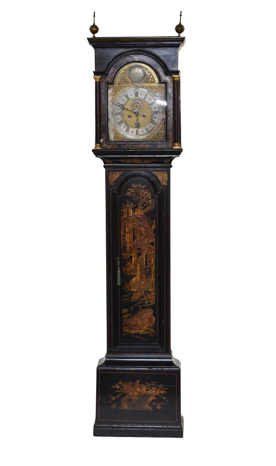A late 17th century and later lacquered longcase clock