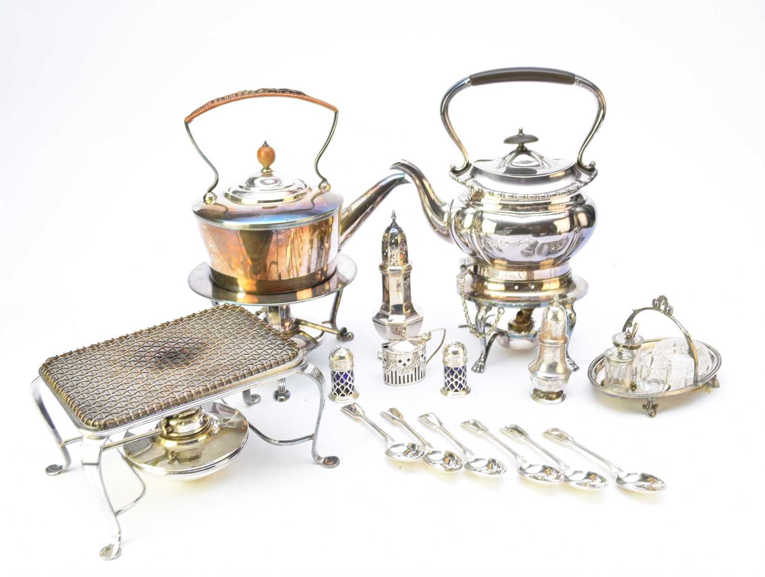 A collection of silver and plated wares