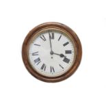 An oak circular fusee wall clock