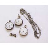 A collection of silver pocket watches