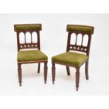A set of 6 Victorian, Gothic style, oak dining chairs