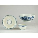 Worcester 'Man in a Pavilion' bowl and St. Cloud-type tea bowl and saucer