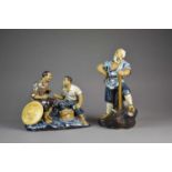 Two Chinese stoneware figures of farmers, Republic