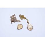 Two9ct gold lockets and chains