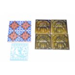 A collection of 19th-century tiles including Maw & Co, Mintons and W. Godwin