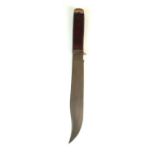 An Ontario Knife Company Tru-Edge bowie knife with a stacked leather handle, overall length