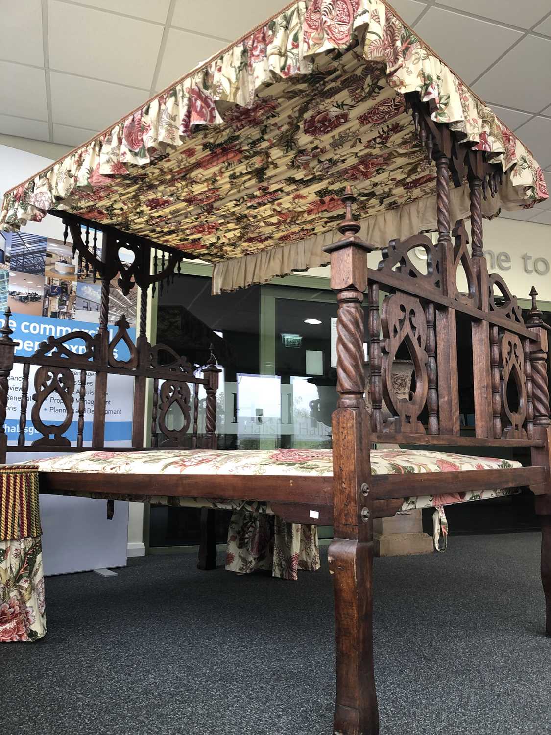 An Indian canopied hard-wood double bed - Image 4 of 5