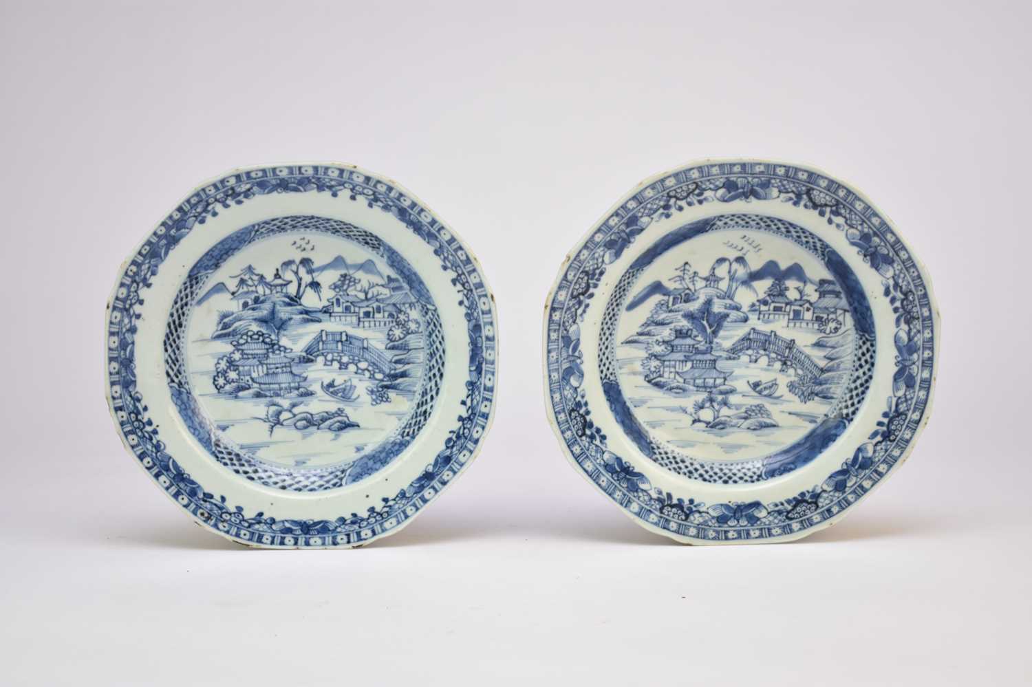 A part set of Chinese blue and white plates and dishes - Image 3 of 21