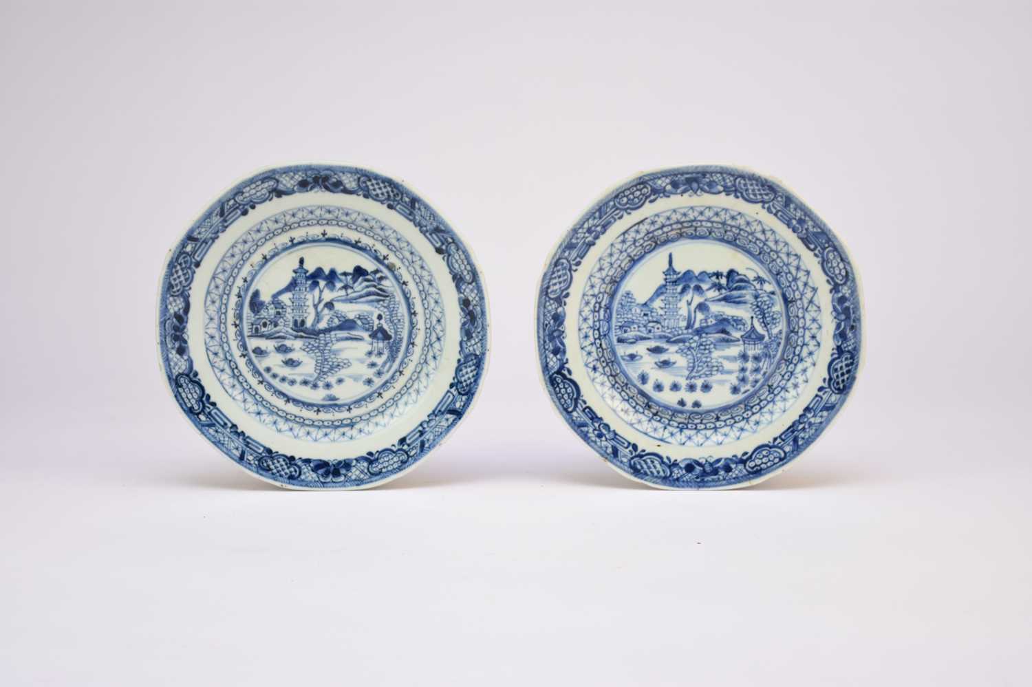 A part set of Chinese blue and white plates and dishes - Image 2 of 21