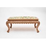 A Chinese carved camphor-wood bench seat