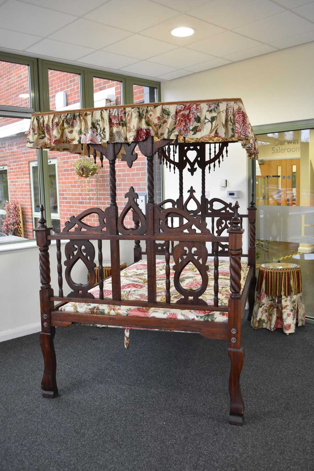 An Indian canopied hard-wood double bed