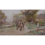 Albert Haselgrave (fl.c.1880-1910) Returning Home with the Horses, signed, watercolour