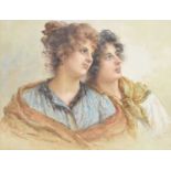 A. Belle Costa. (fl c. 1900). Portrait of two Sisters, watercolour