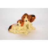 Royal Worcester Doris Lindner group of three foxhound puppies