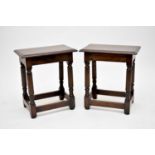 A pair of oak stools, early 20th century