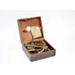 A cased 'White Star' Lawrence & Mayo sextant and four wood surveying level tripods