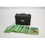 Cecil Aldin interest:- a Morocco-type leather cased bezique set, with 6 sets of 'Cecil Aldin' cards