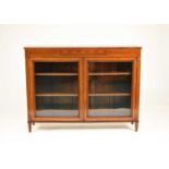 An Edwardian inlaid mahogany glazed bookcase