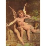 Continental School, late 19th Century . A Crystolleum depicting two winged cherubs