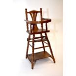 A W.Baumann French mixed wood metamorphic doll's high chair