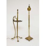 Two late Victorian brass standard lamps