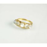 An 18ct gold Victorian five stone moonstone ring