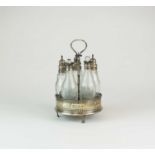 A George III silver cruet stand