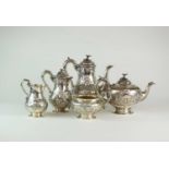 A Victorian Hunt and Roskell five piece silver tea and coffee service