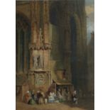 Samuel Prout (1783-1852) Gathering outside a Continental Cathedral