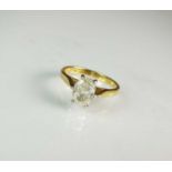 An 18ct gold single stone oval diamond ring