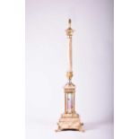 A good French ormolu, champleve enamel, onyx and porcelain floor lamp