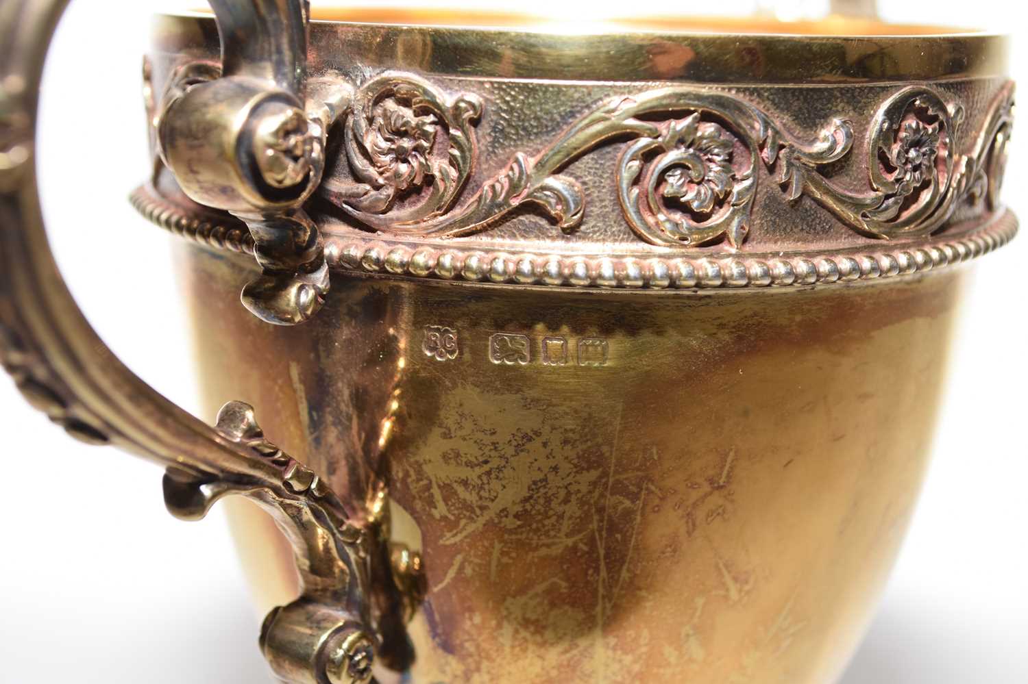 A Victorian silver gilt two-handled cup and cover of urn form - Image 6 of 8