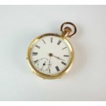 A Gentleman's continental yellow metal open face pocket watch