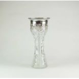 A large silver mounted cut glass vase
