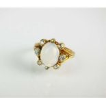 A 19th century opal and diamond ring